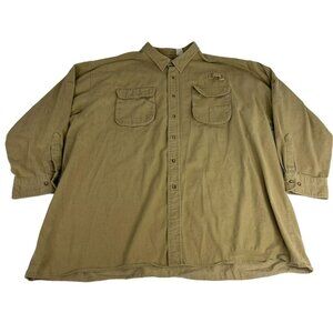 Vintage Shelter Island Button Up Shirt Men's 4X Tan Long Sleeve Camping Utility